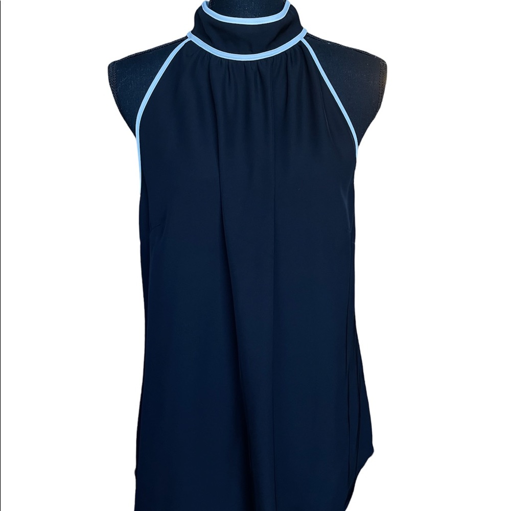 SALE THRU 8/14-  Calvin Klein Sleeveless Black and White Halter Blouse